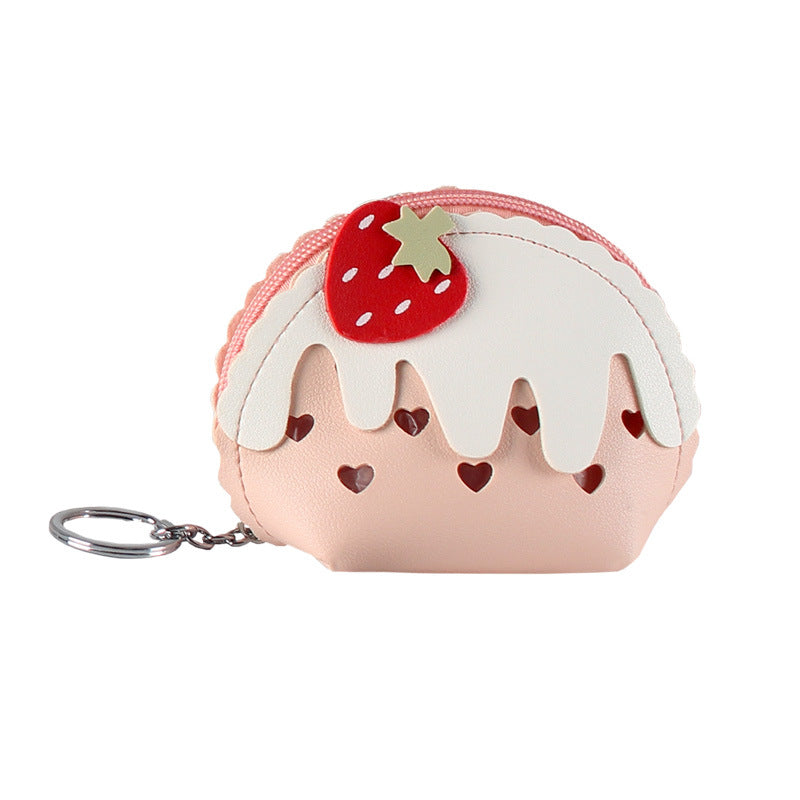 Wholesale PU Strawberry Ice Cream Cute Mini Coin Purse Keychain